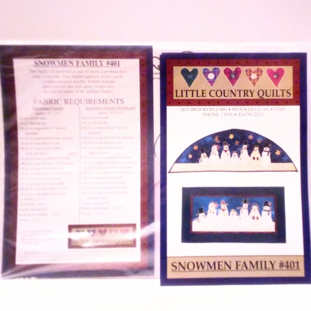 Little Country Quilts Snowmen Family #401 Wall Hanging Quilt Pattern